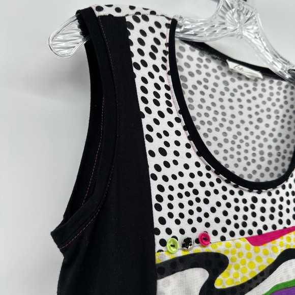 Zoé Art To Wear Mesh Tank Top Psychedelic Whimsigoth Maximalist Y2K  Polka Dot - Picture 8 of 10